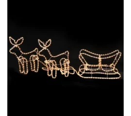 Weihnachtsbeleuchtung, Rentier mit Schlitten, LED