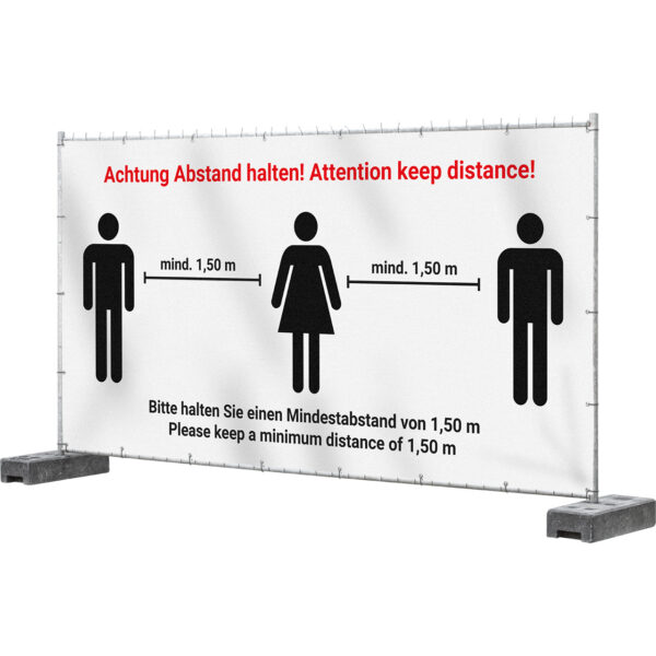 Construction fence banner (keep your distance)