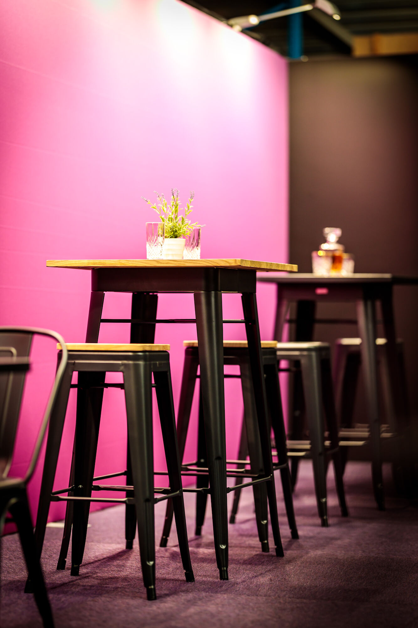 High table Hamburg black lacquered, 70x70 wooden top - Image 2